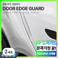 필럭스 깔끔부착 문콕방지 실리콘 도어가드 자동차 도어엣지 차량용 보호패드 6P, 2세트, 크리스탈 클리어