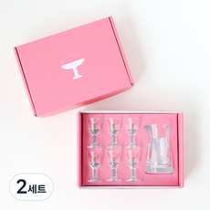 Baccus 고량주잔 분주기 선물 세트 - 빼갈잔 미니 중국술잔, 마오타이주잔, 2세트, 투명, 10ml(6p) 90ml(1p)