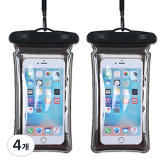 그레나 핸드폰 에어쿠션 방수팩 플로팅 튜브, 4개, 블랙