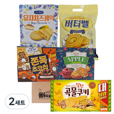 대용량과자 청우 쫀득초코칩+그랑쉘사과+유자치즈케익+알찬곡물쿠키+오성 버터벨, 2세트, 1555g