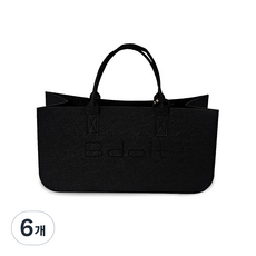 Bdoit 빅사이즈 장바구니 토트백 답례품 선물 가방 가벼운 부직포 펠트백, 6개, 블랙
