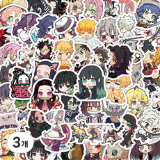 귀멸의 칼날 캐릭터 팬시스티커 60pcs 노트북/캐리어/다이어리/바이크 꾸미기, 3개, 귀멸의칼날 스티커(60pcs)(로켓)