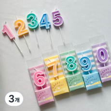 기억의소품 캔디파스텔 숫자초 케이크초 올넘버 세트, 3개, 30g, 무향10개