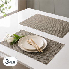 라벨르 PVC 방수 플레이팅 테이블 식탁 매트 2P, 3세트, 45.5 x 30 cm, 보카그린