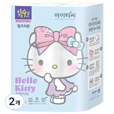ITC 헬로키티 4겹 핑크리본 더블 데코 롤화장지 20m, 30롤, 2개