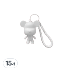 클로이영 푸어링 무지 베어브릭 키링 만들기 diy, 6.5cm 가죽끈 대두 곰(팔 다리 움직임가능), 15개, 화이트