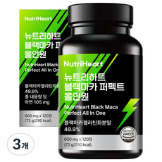 뉴트리하트 블랙마카 아르기닌 홍삼 흑마늘 야관문, 3개, 120정