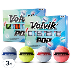 [VOLVIK] 볼빅 뉴 팝 퍼팅 트랙 골프공 1더즌, 화이트, 12개입, 3개