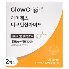 글로오리진 아미맥스 비타민B3 고용량 500mg 니코틴산아미드 나이아신아미드, 2박스, 100정
