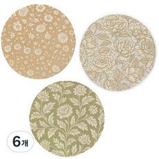 럭키세븐 티코스터 규조토 패브릭 코스터 컵받침 논슬립, 6개, 블로썸