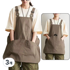 로엔그린 루즈핏 양면 방수 앞치마 바리스타 아티스트 디자이너 6포켓 타슬론 UA024, 3개, 파스텔 브라운