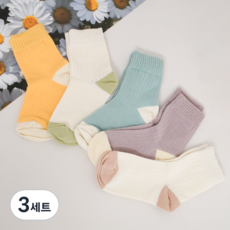 헤이루미 답례품 유치원 어린이 양말 포장백 선물 세트, 3세트, 아폴로 골지(5색)+스티커12개