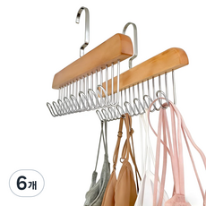 우드 논슬립 옷걸이 건조대 속옷, 원목, 6개