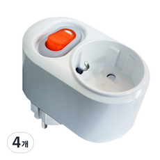 현대일렉트릭 안전한 국내산 절전 개별 1구 멀티탭, 4개, 화이트, 8.2cm