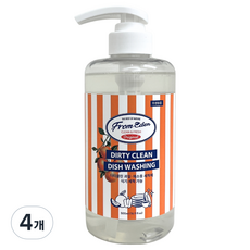 더티클린 천연성분 식물성 주방세제 자몽향 (식기 과일야채 젖병가능), 4개, 500ml