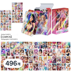 2026최신 ONEPIECE 원피스 홀로그램 포토카드 124장 풀세트 홀로그램 포카 60장 스티커 64장 도무송 다꾸 선물용, 496개, 비치웨어