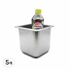 304 NSF식품 승인 사각 견고한 업소용 냉장고 반찬 스텐 밧드 바트, 1/6 (175x165mm) × 높이 15cm 몸체만, 5개