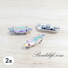 비즈라이프 3*11mm 뽀트 캡보석 30개, 2봉, 크리스탈AB