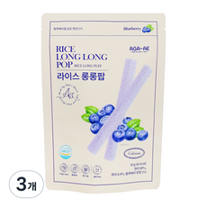 라이스롱롱팝 유기농 쌀과자 떡뻥, 3개, 20g, 블루베리