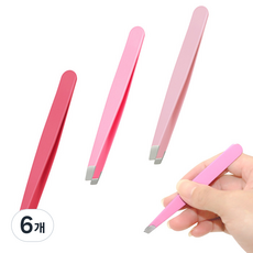 일호장신구 컬러 깔끔 쪽집게 눈썹정리, 6개, 사선형핫핑크