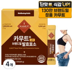 웰빙홀릭 카무트효소 분말 100% 식약청인증 130만 발효효소 골드 곡물 가루 HACCP, 4개, 90g