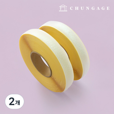 천가게 벨크로 찍찍이 양면 찍찍이테이프 접착 25mm 10마 롤, 2개, 화이트
