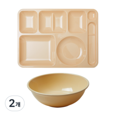 [식판의 고수] 한식식판 + 면기(중) SET (7 colors), 2개, 바닐라 아이스크림