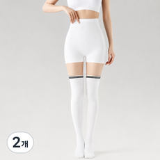 버디프로 UV차단 투톤 속바지 골프스타킹, 화이트, 2개