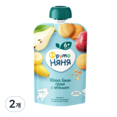 FRUTO NYANYA Apple Banana With Cookie 프루토냐냐 사과바나나퓌레 위드 쿠키 90g, 2개, 사과바나나위드쿠키