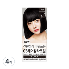 꽃을든남자 뉴 씨에스 먹물 프리미엄 헤어 칼라크림 염모제, N1흑색, 4개