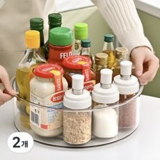 피니코니 다용도 수납 정리 회전 트레이, 2개, 투명