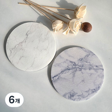 럭키세븐 티코스터 규조토 패브릭 코스터 컵받침 논슬립, 6개, 마블그레이