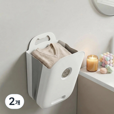 접이식 사각 옷 빨래 바구니, 화이트체크, 2개