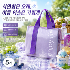 보온 보냉가방 도시락 가방 핸들형 PU 방수 보냉백 런치백 학생 직장인 데일리 가방, 5개, 보라색 5개, 보라색