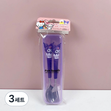 산리오 식기 큐티 포크 스푼 2종, 3세트, 크로미