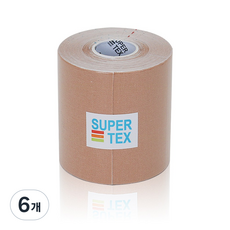 슈퍼텍스 키네시올로지 스포츠테이프 테이핑 나사라테이프 7.5cm x 5m, 6개