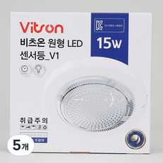 비츠온 LED 원형 센서등 15W, 5개