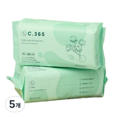 C.365 일회용 페이스타올 순면 100% 독일Dermatest 무형광 유아동안전 항균, 5개, 60개입