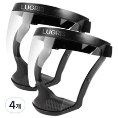 루그리 방호용 공사용 페이스 쉴드 고글 투명 마스크 2P, 1개입, 4개, 블랙