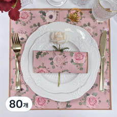 오릴리 파티 플라워 디자인 종이 장미 냅킨 로즈가든 33cm(3겹), 80개, 2세트