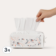 록신 순식물성 섬유 도톰한 엠보싱 패턴 팝업형 무형광 일회용 페이스타올 휴대용 다용도 수건, 3개, 100개입