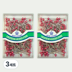NEW CROWN 국산 진주핀 진주시침핀 원단고정 시침용, 3개, 진주핀(레드)2개입