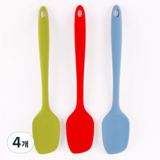 헤스타 파스텔 실리콘 알뜰주걱 가벼운 조리도구 주방용품 요리주걱 스페츌러 스푸눌라 볶음 스푼 위생 열탕소독 식기세척기 가능, 네이비, 4개