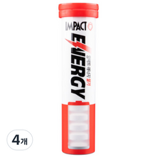 임팩트 에너지 포도당 캔디 딸기 1개 스포츠 사탕 타우린 비타민C 운동 부스터, 4개, 33g