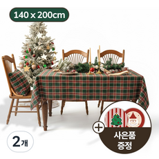 ONDOBIUM 체크패턴 테이블보 식탁보 크리스마스 소품, 6인(140×200cm), 그린체크, 2개