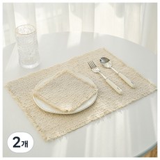 PLYU 혼밥 감성 패브릭 테이블매트 티코스터 세트, 2개, 12*12 / 28*30cm, 코튼베이지
