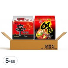 라면 2종 농심 신라면 + 오뚜기 열라면 번들 세트, 5세트