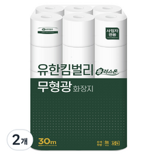 유한킴벌리 플러스온 무형광 3겹 화장지, 2개, 30롤, 30m