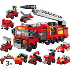 [나노킹-감성블럭] 자동차 호환블럭 10 in 1 / DN031, 3개, 소방차