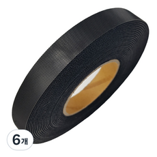 폭 2cm 국산 잘라쓰는 전선정리 암수한몸 양면벨크로타이 검정색 슬림형, 10미터 1롤, 6개